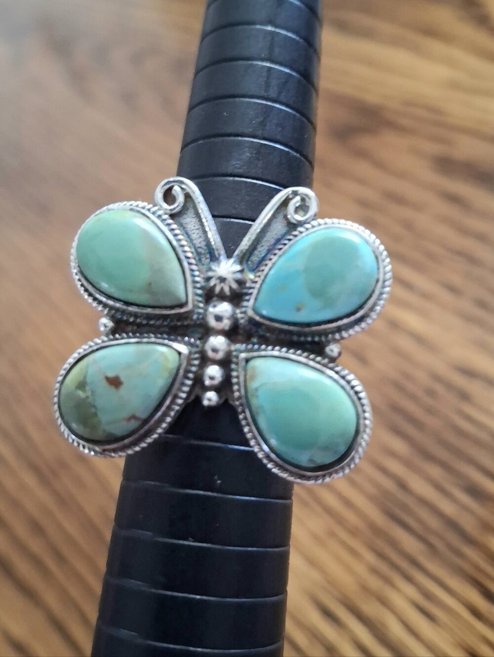 Turquoise And Sterling Silver Butterfly Ring Size 6.75
